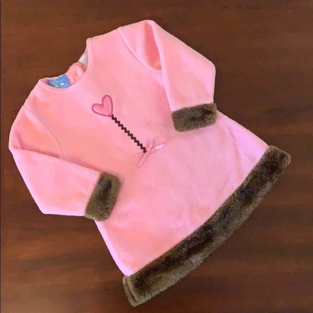 Pink dress with brown trim, size 2T